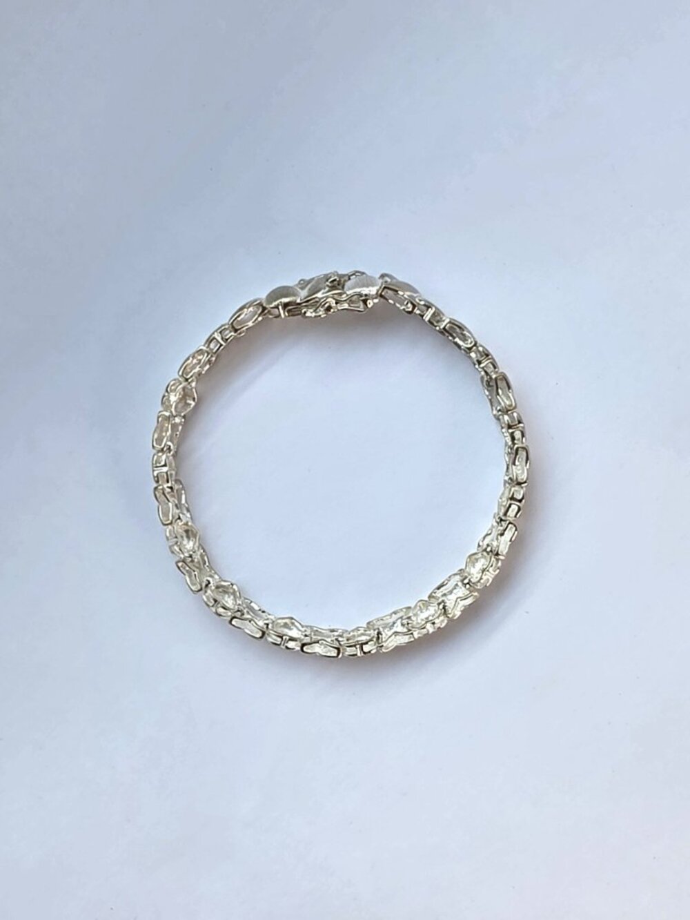 Sterling Silver FAS 925 Vintage Hugs & Kisses XO Heart Link Bracelet 7" - Picture 3 of 9